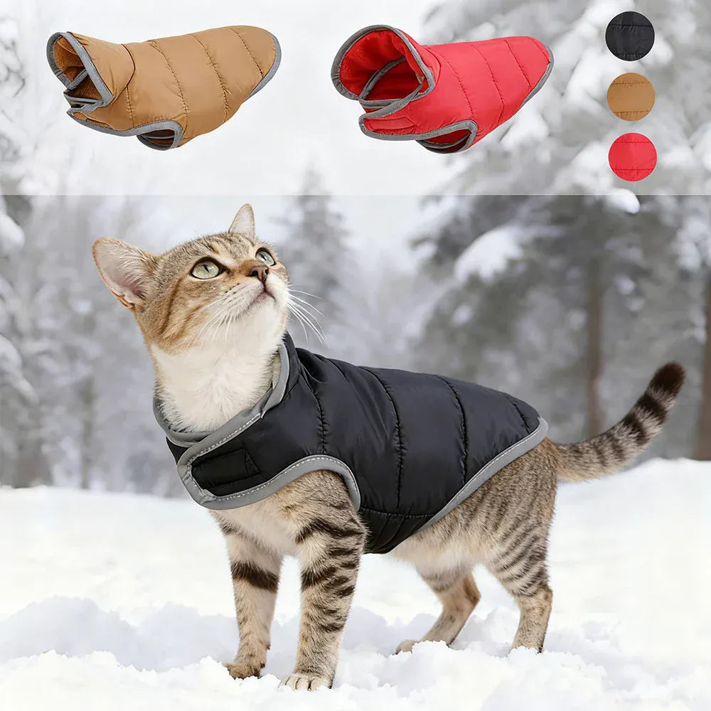 Reflective Pet Clothes | Reversible Kitten Jacket & Winter Fleece Coat | Warm Cat Costume for Small Cats & Sphynx