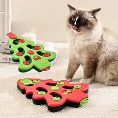 Rotating Bone & Sliding Module Pet Puzzle Toy | Anti-Slip Base | Mental Stimulation for Cats & Dogs | Interactive Green & Red Game