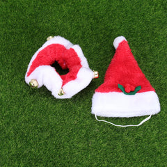 Santa Hat & Collar Set for Pets – Christmas Holiday Outfit for Dogs & Cats