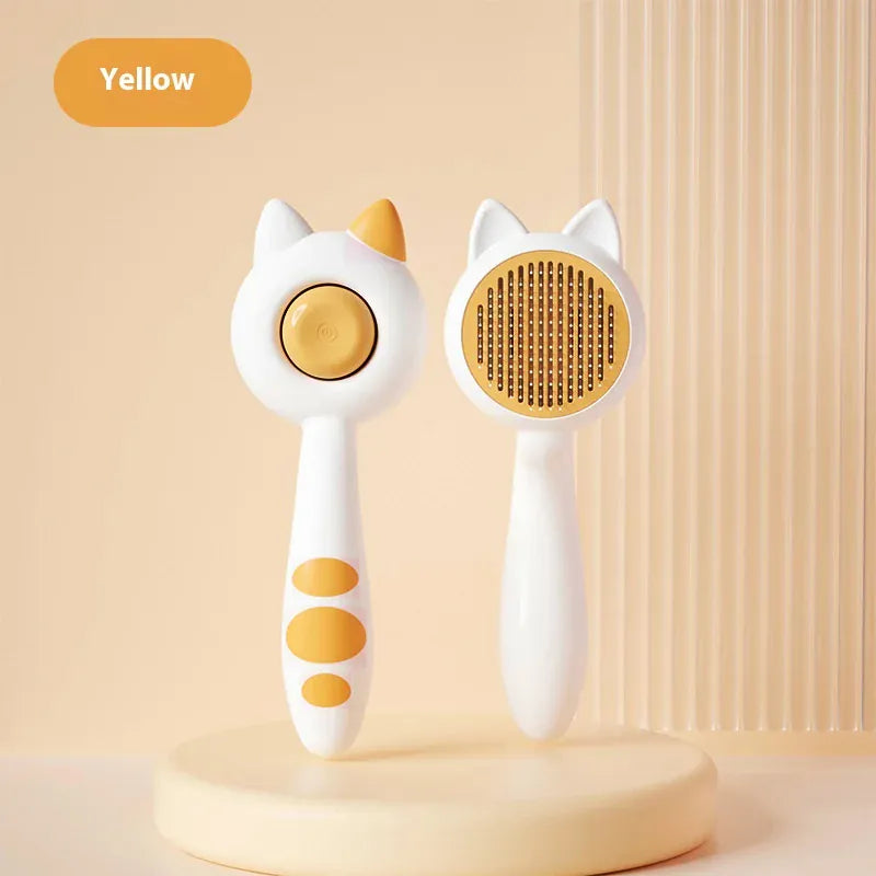 Self-Cleaning Cat Brush | Magic Deshedding Grooming Comb for Cats | Loose Fur Remover & Massage Slicker Brush