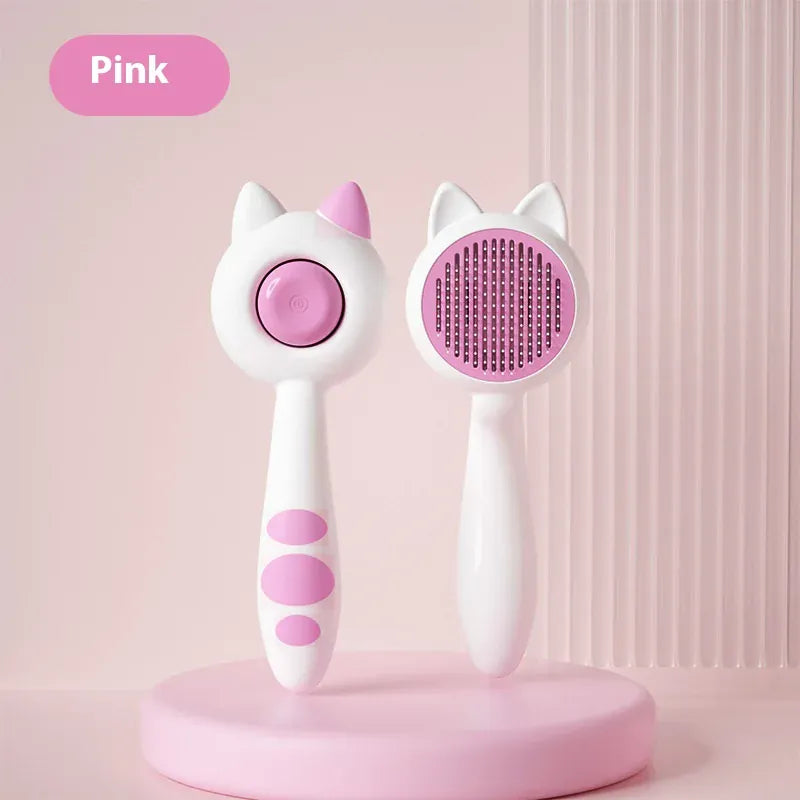 Self-Cleaning Cat Brush | Magic Deshedding Grooming Comb for Cats | Loose Fur Remover & Massage Slicker Brush