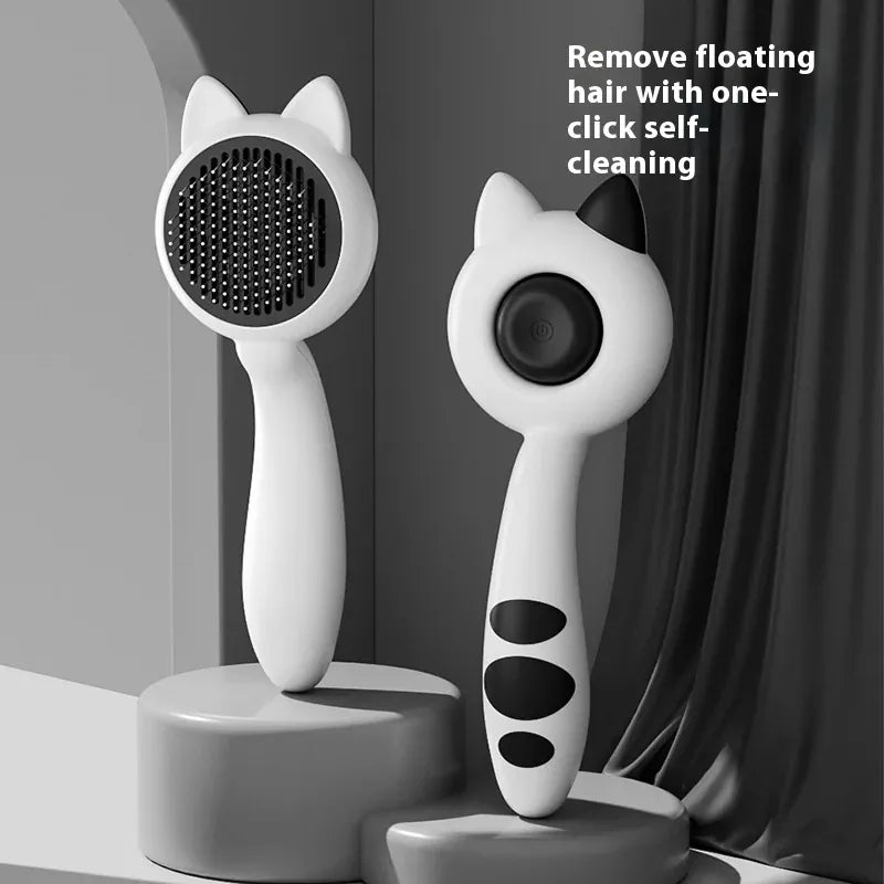 Self-Cleaning Cat Brush | Magic Deshedding Grooming Comb for Cats | Loose Fur Remover & Massage Slicker Brush