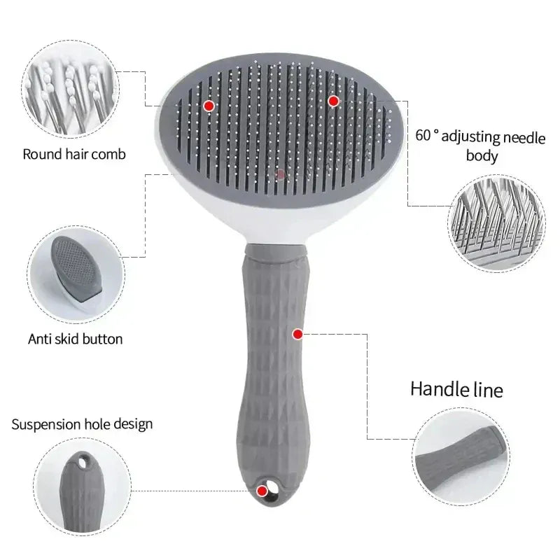 Self-Cleaning Dog Grooming Brush – Pet Massage Slicker Brush with Easy Hair Release Button