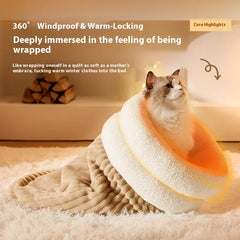 Indoor cat playing inside a soft tunnel bed