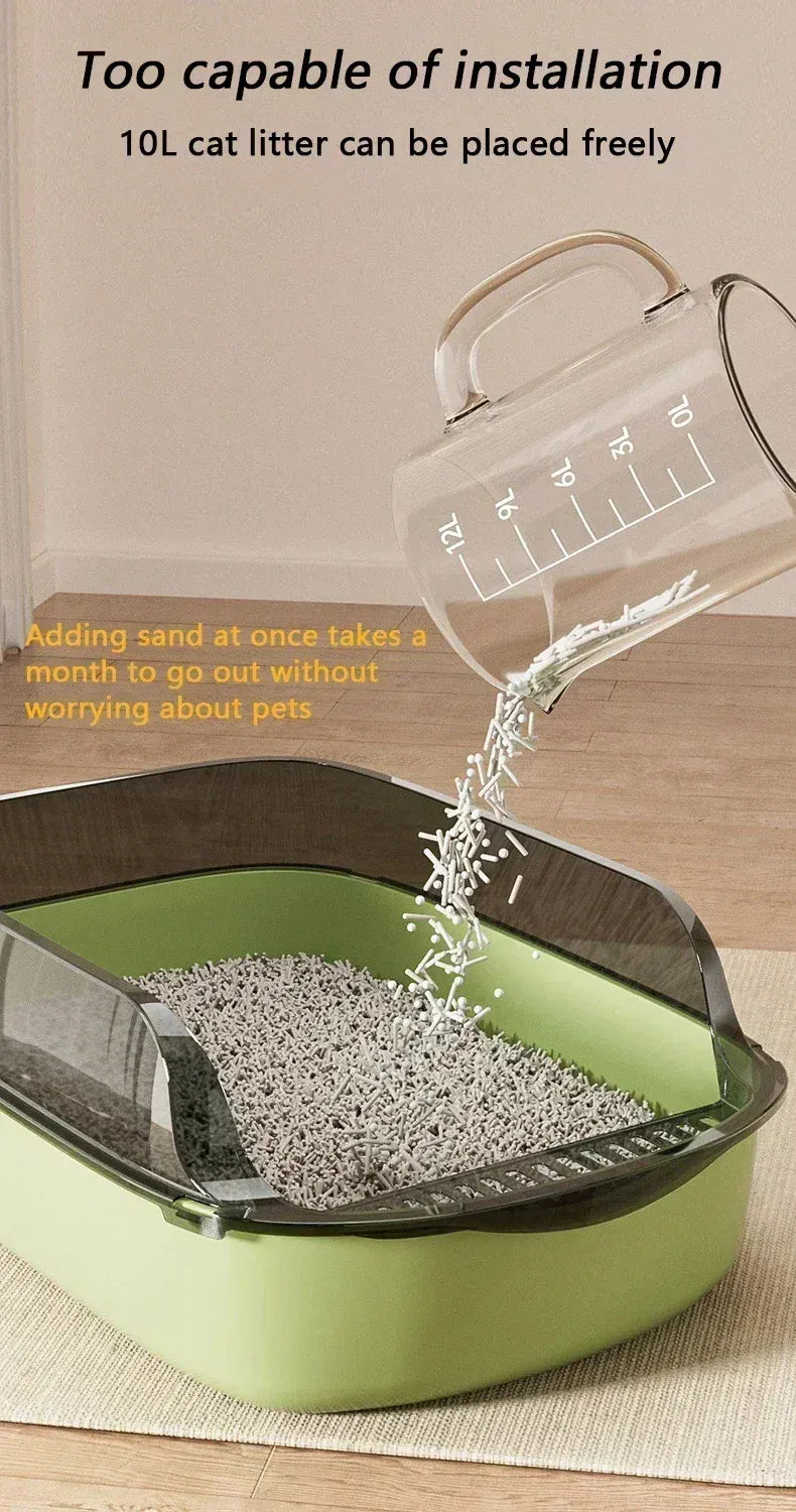 Semi-Enclosed Cat Litter Box - High Fence Design with Privacy Hood
