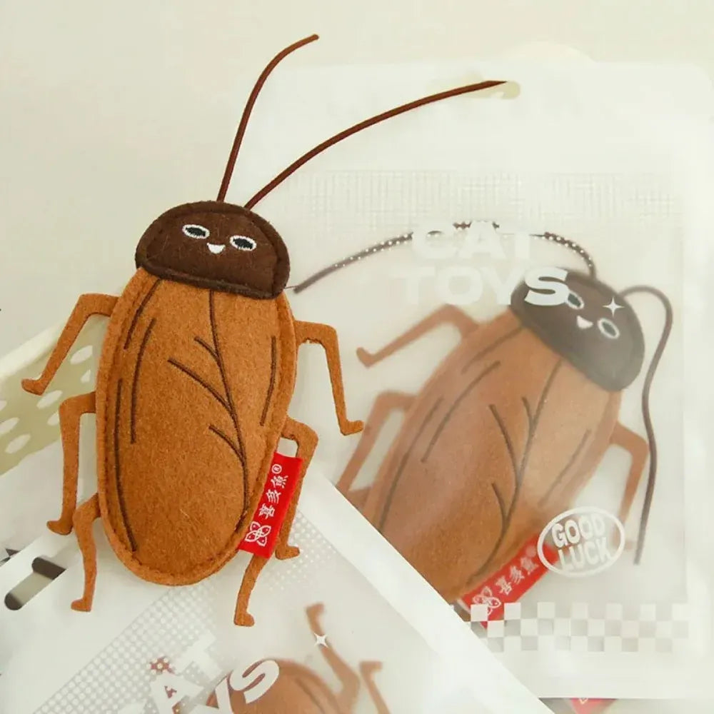 Simulation Insect Cat Toy – Cockroach Shape Felt Catnip Bell Toy for Interactive Play & Boredom Relief