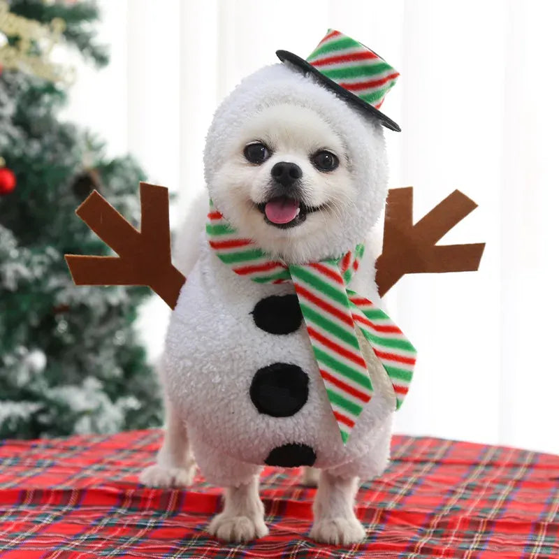 Snowman Dog Christmas Costume - Funny Winter Pet Outfit for Large Breeds