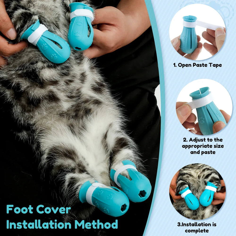 Space Hood Cat Muzzle & Boots Set - Transparent Anti-Bite Grooming Helmet