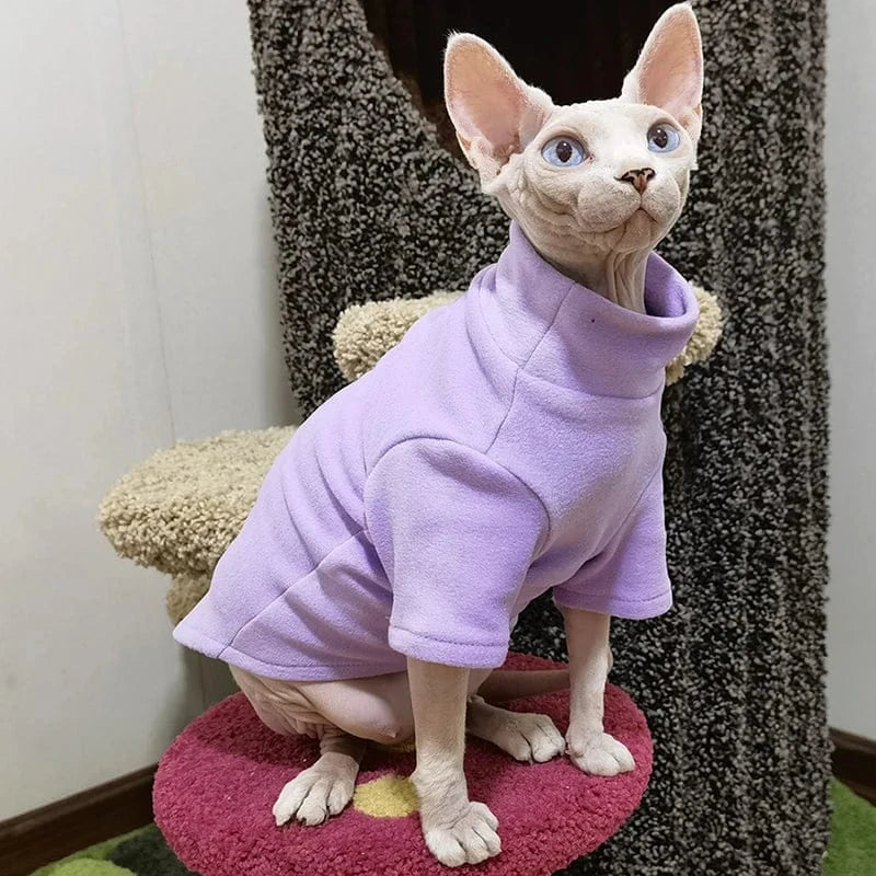 Sphynx Cat Clothes - Soft Cotton Fall & Winter Outfit | Hairless Cat Clothing for Cornish & Devon Cats | Cozy Kitten Costume for Small Dogs