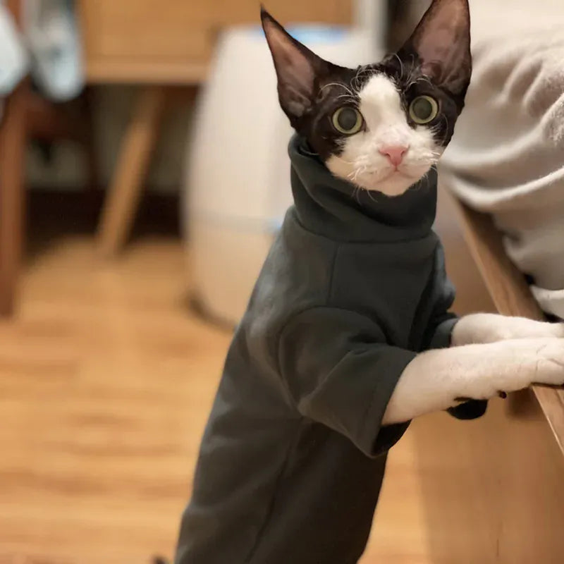 Sphynx Cat Clothes - Soft Cotton Fall & Winter Outfit | Hairless Cat Clothing for Cornish & Devon Cats | Cozy Kitten Costume for Small Dogs
