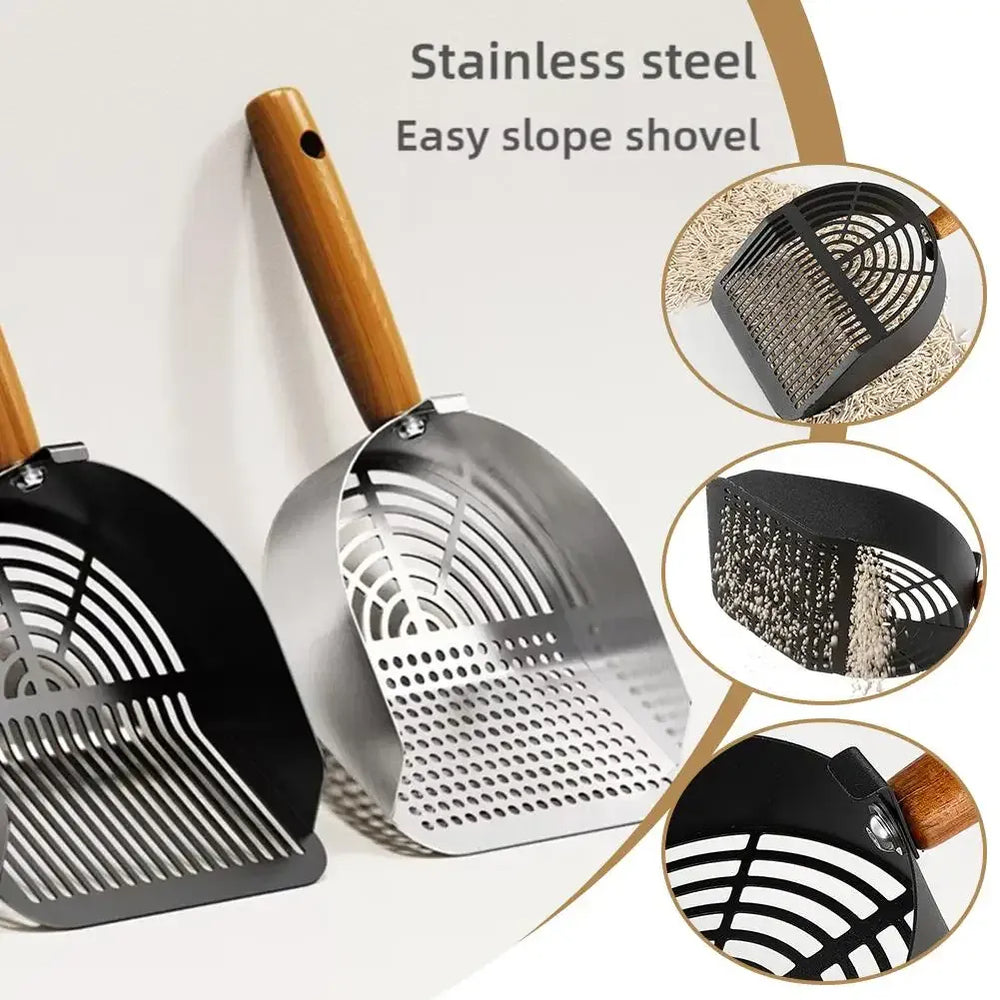 Stainless Steel Cat Litter Scoop - Long Handle Tofu Sand Litter Shovel, Durable Pet Waste Cleaning Tool for Litter Boxes