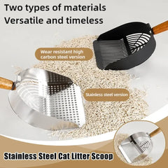 Non-stick litter scoop with strong handle for easy cleaning