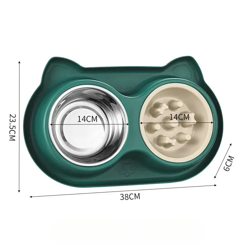 Stainless Steel Slow Feeder Bowl - Anti-Choke Pet Food Dish with Non-Slip Base