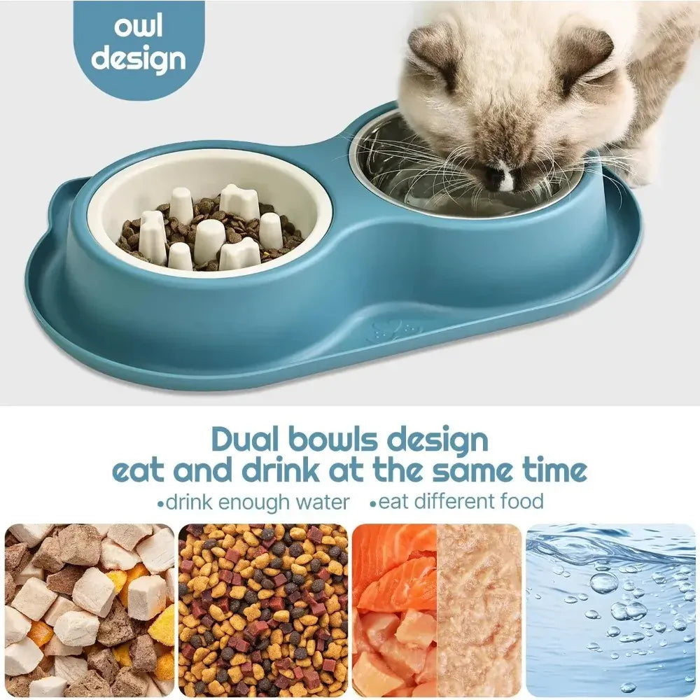 Stainless Steel Slow Feeder Bowl - Anti-Choke Pet Food Dish with Non-Slip Base