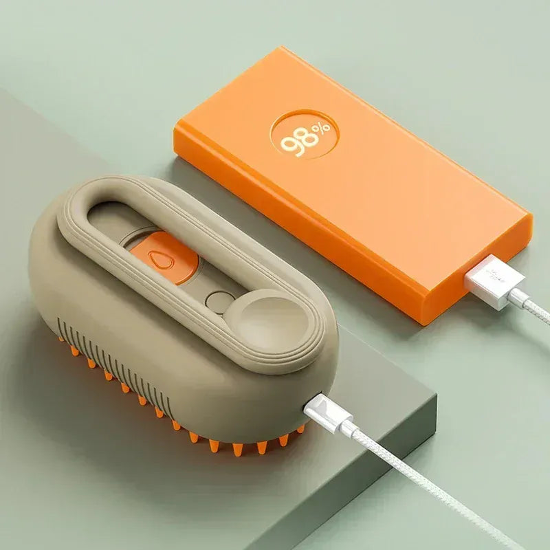 Steam Pet Brush 3-in-1 - Electric USB Rechargeable Grooming Comb with Spray Function for Dogs & Cats, Massage & Hair Removal
