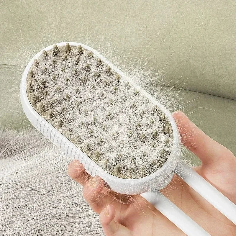 Steam Pet Brush 3-in-1 - Electric USB Rechargeable Grooming Comb with Spray Function for Dogs & Cats, Massage & Hair Removal