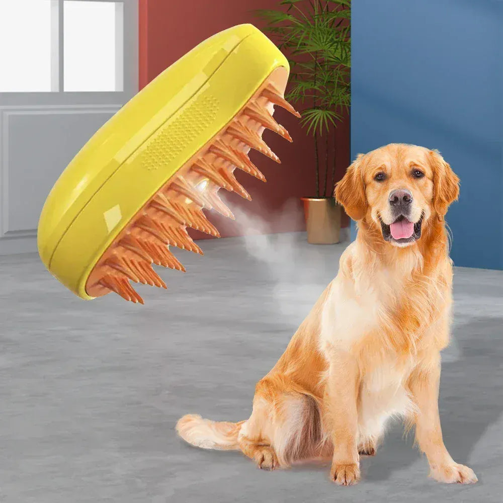 Steam Pet Brush 3-in-1 - Electric USB Rechargeable Grooming Comb with Spray Function for Dogs & Cats, Massage & Hair Removal