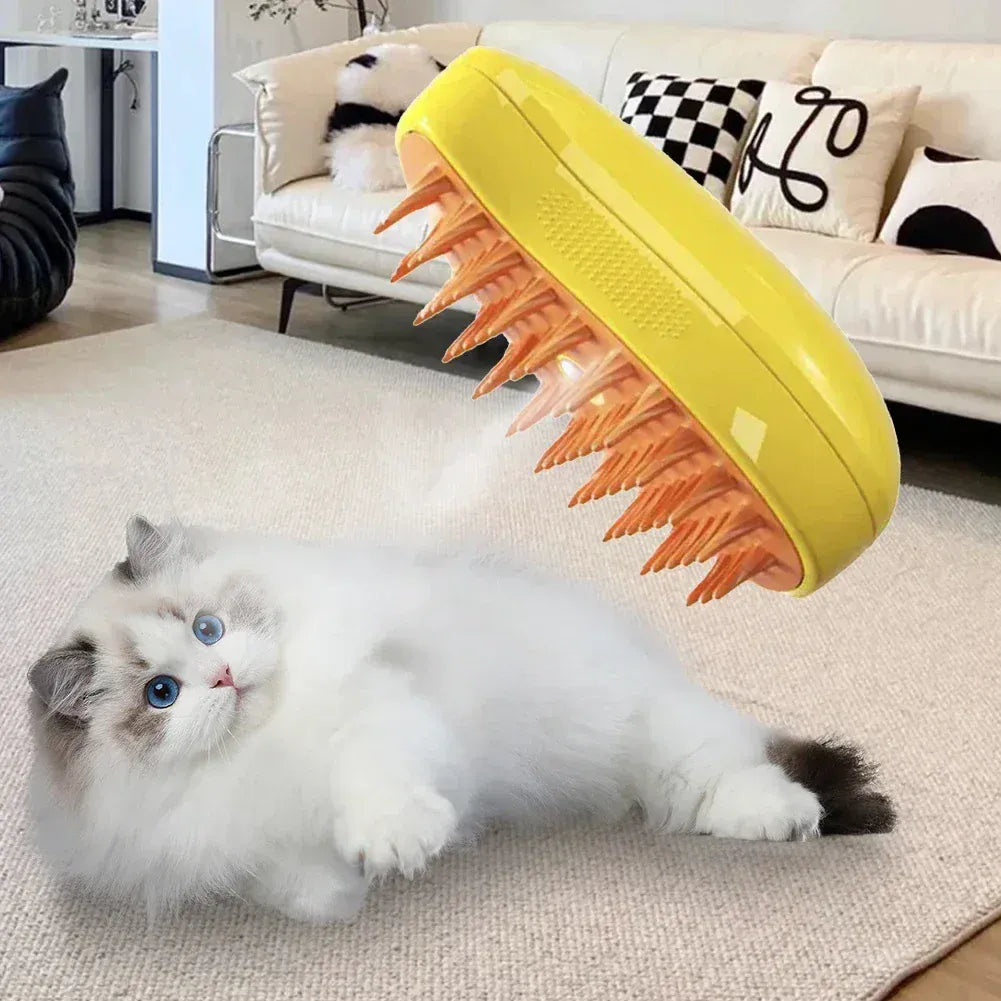 Steam Pet Brush 3-in-1 - Electric USB Rechargeable Grooming Comb with Spray Function for Dogs & Cats, Massage & Hair Removal