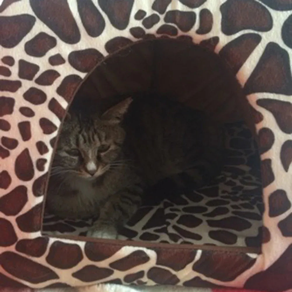 Strawberry Pet House - Foldable Warm Cave Bed for Small Dogs & Cats