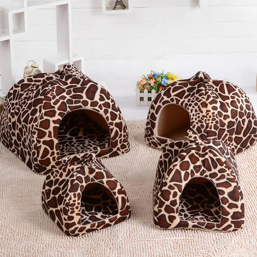 Strawberry Pet House - Foldable Warm Cave Bed for Small Dogs & Cats