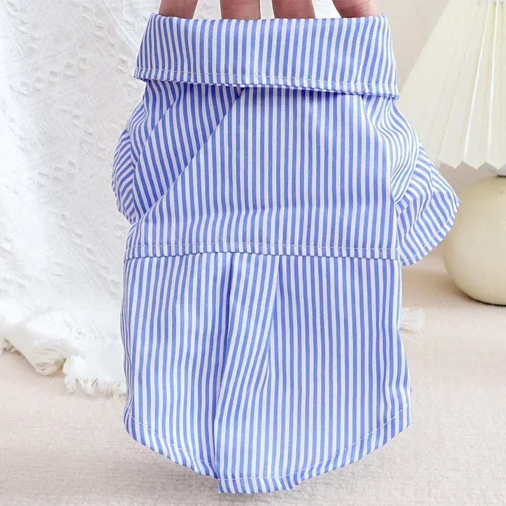 Striped Bow Tie Pet Shirt – Lightweight Summer Dog & Cat Clothing for Chihuahuas & Small Breeds