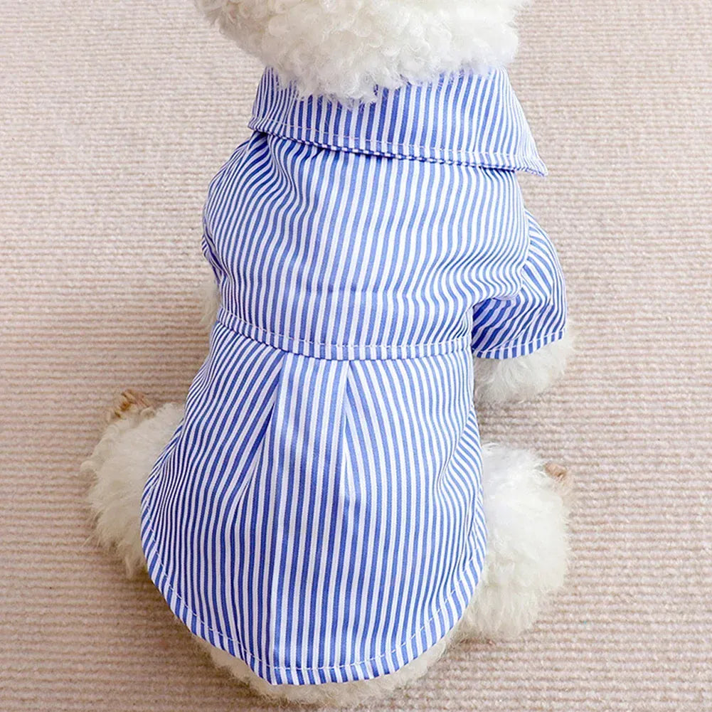Striped Bow Tie Pet Shirt – Lightweight Summer Dog & Cat Clothing for Chihuahuas & Small Breeds