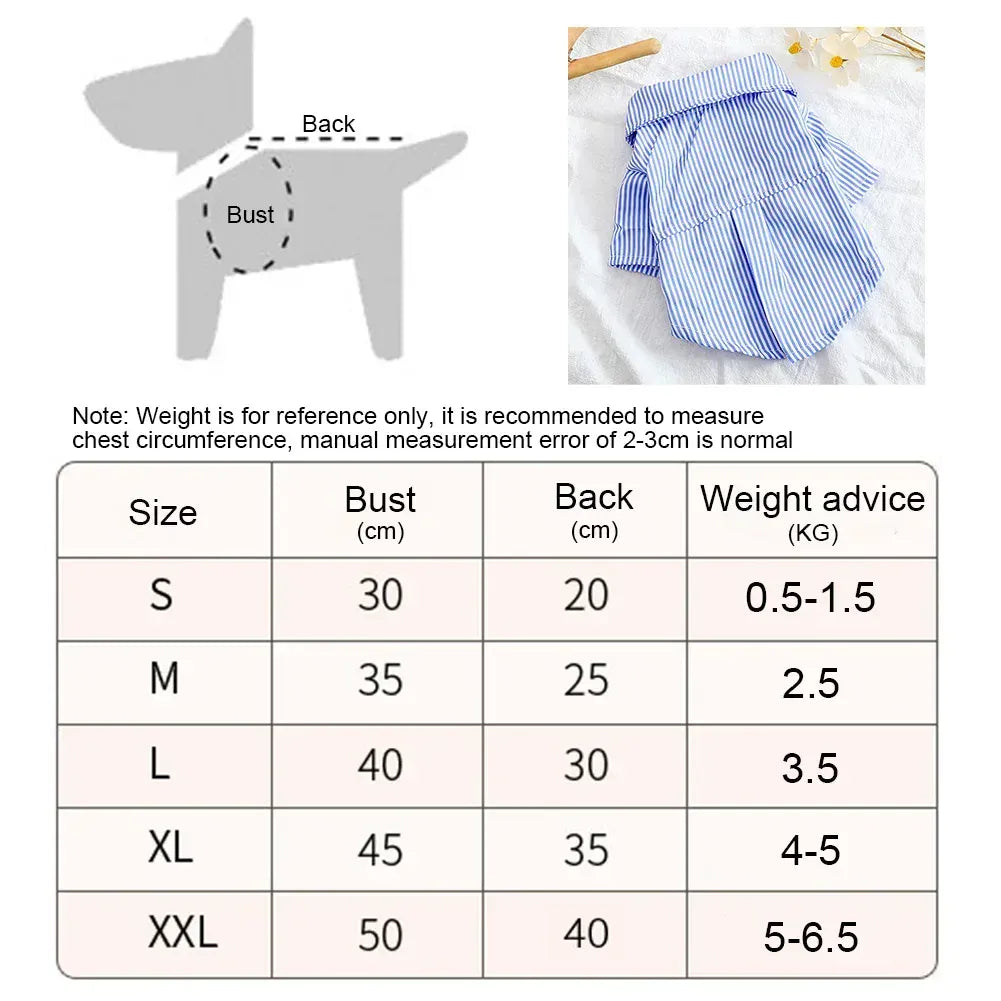 Striped Bow Tie Pet Shirt – Lightweight Summer Dog & Cat Clothing for Chihuahuas & Small Breeds