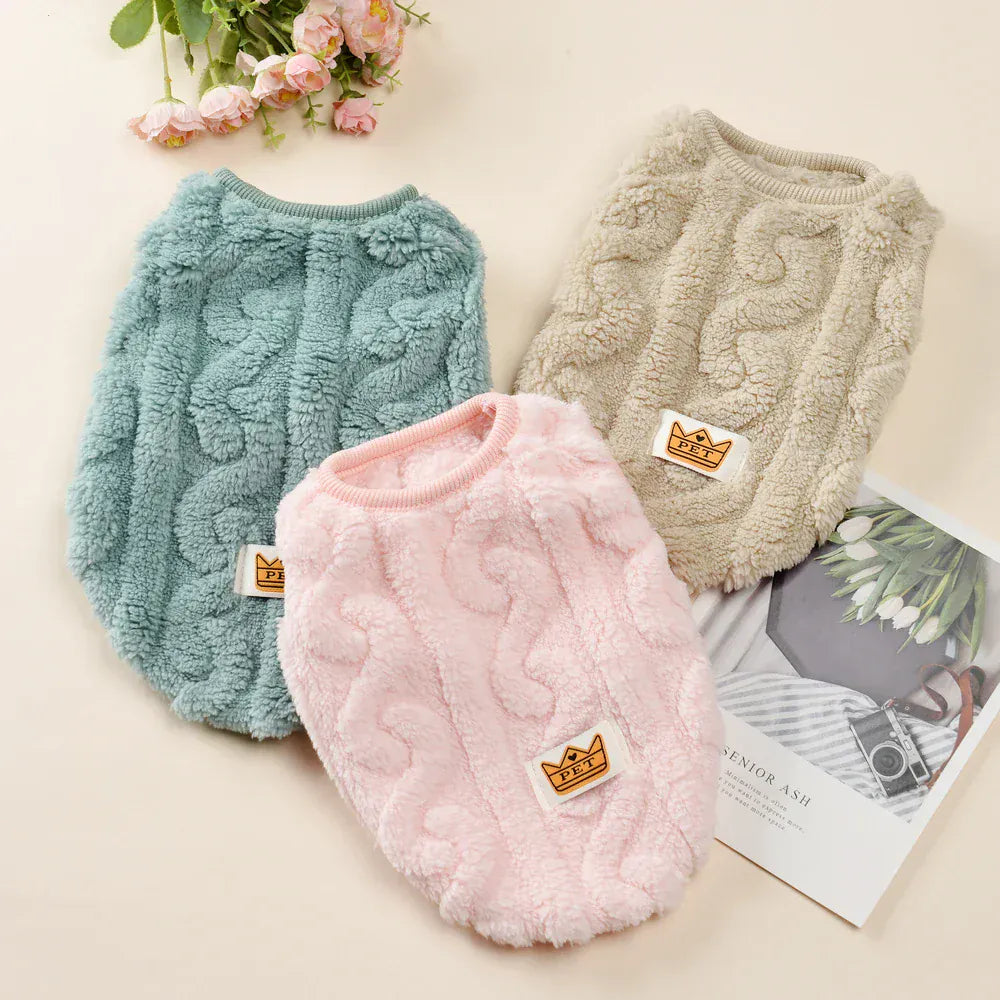 Striped Fleece Pet Sweater Vest - Winter Soft Pullover for Cats & Small Dogs