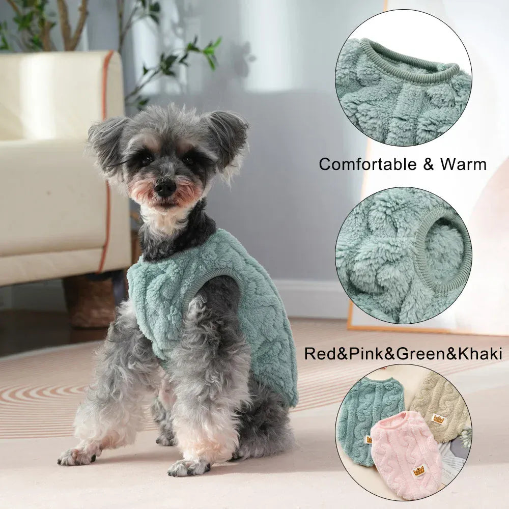 Striped Fleece Pet Sweater Vest - Winter Soft Pullover for Cats & Small Dogs