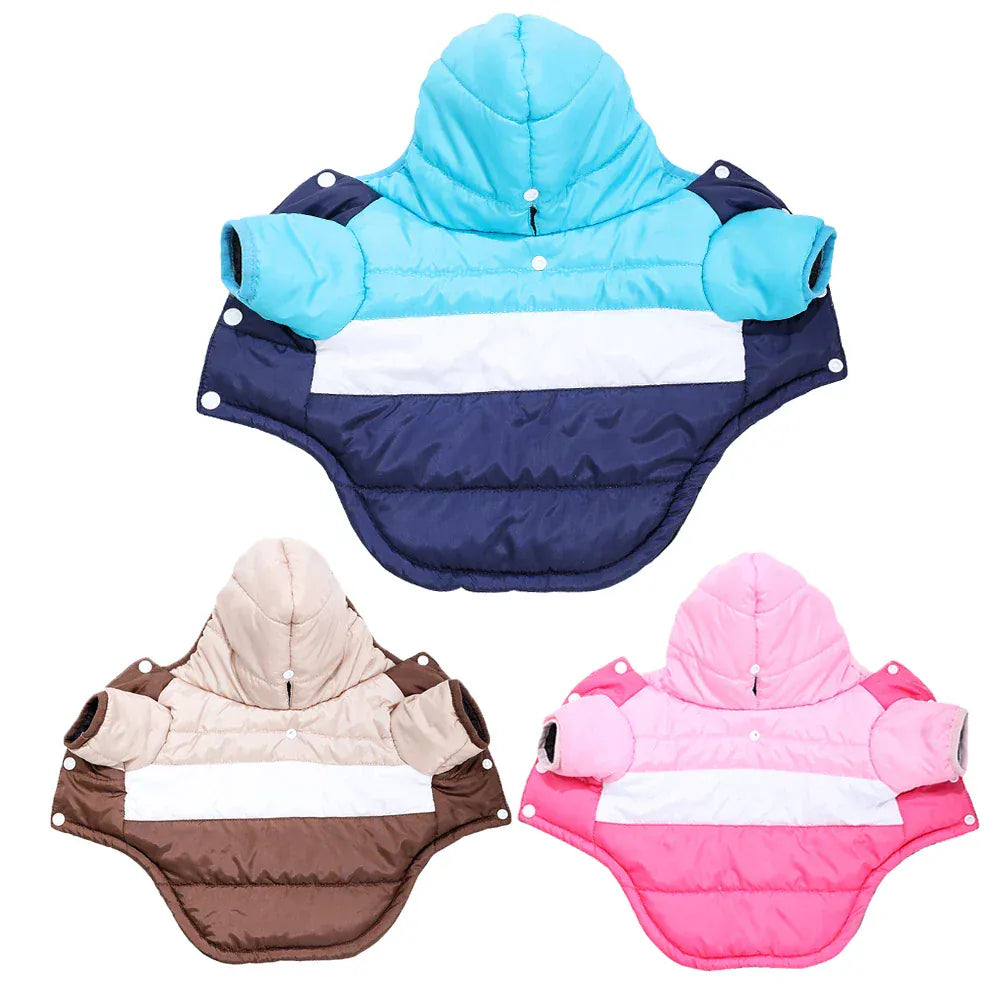 Striped Pet Hoodie - Windproof Winter Jacket for Cats & Small Dogs