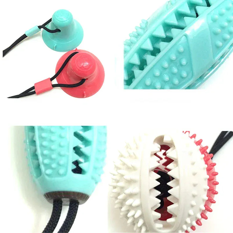 Suction Cup Dog Chew Toy - Interactive Pull & Treat Ball for Teeth Cleaning