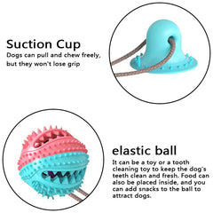 Suction Cup Dog Chew Toy - Interactive Pull & Treat Ball for Teeth Cleaning