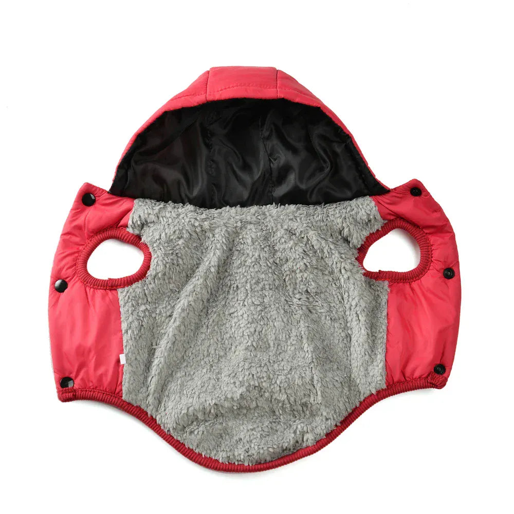 Thick Fleece Dog Parka - Winter Hoodie Coat with D-Ring for Small Breeds