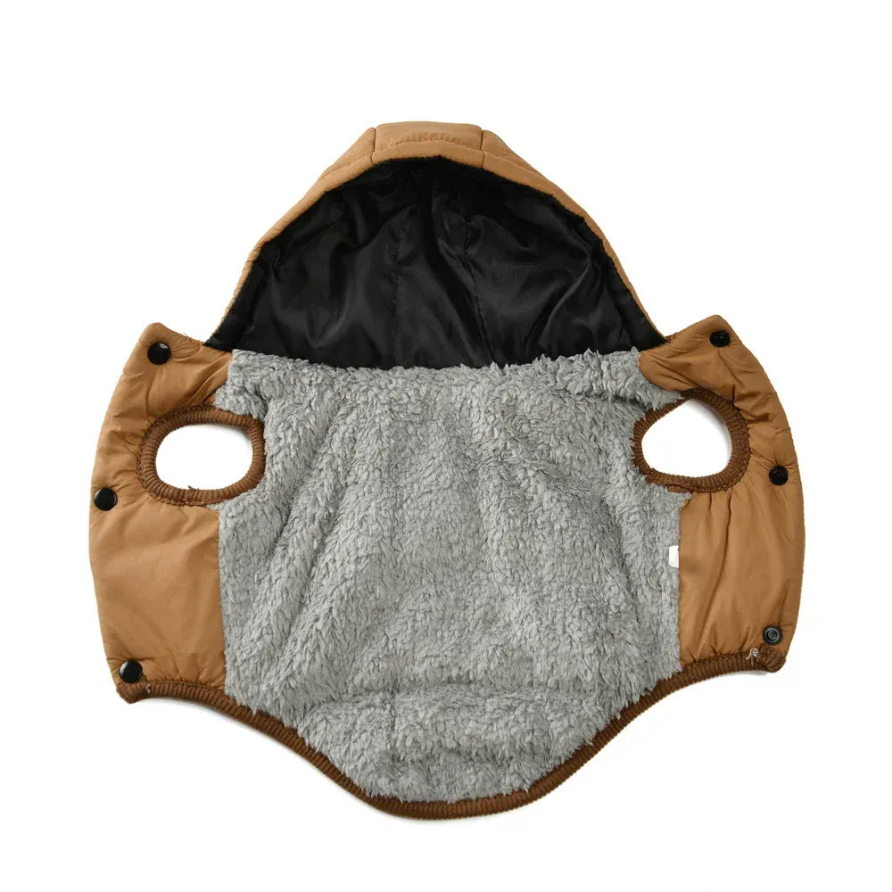 Thick Fleece Dog Parka - Winter Hoodie Coat with D-Ring for Small Breeds