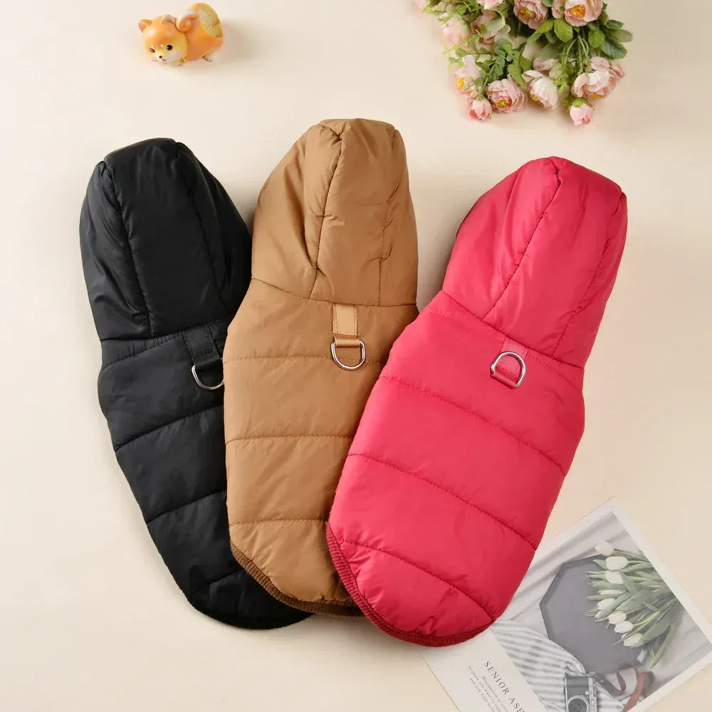 Thick Fleece Dog Parka - Winter Hoodie Coat with D-Ring for Small Breeds