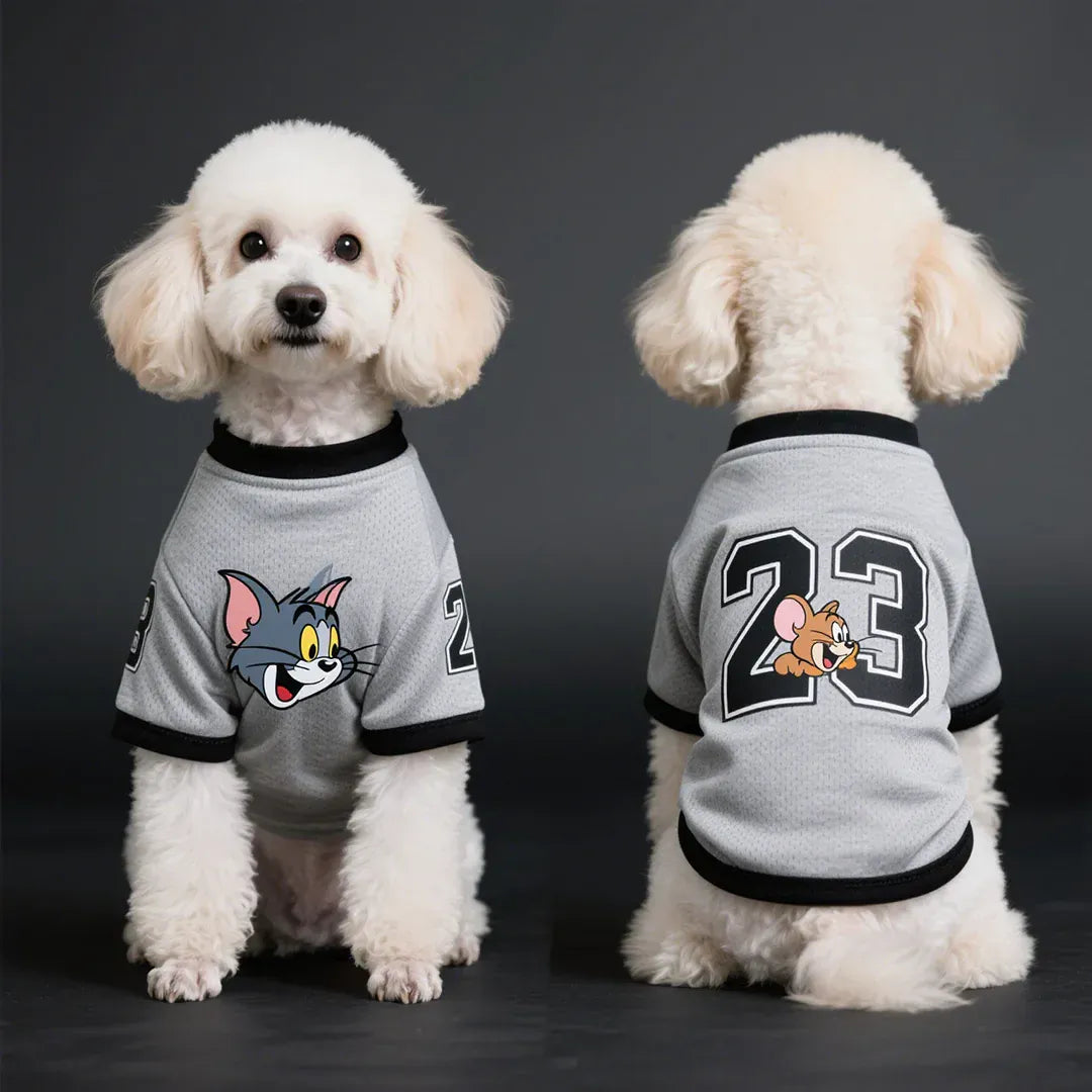 Tom Cat IP Licensed Pet Clothes – Breathable Soccer Jersey for Dogs | Cool & Comfortable Outfit for Small Dog Breeds
