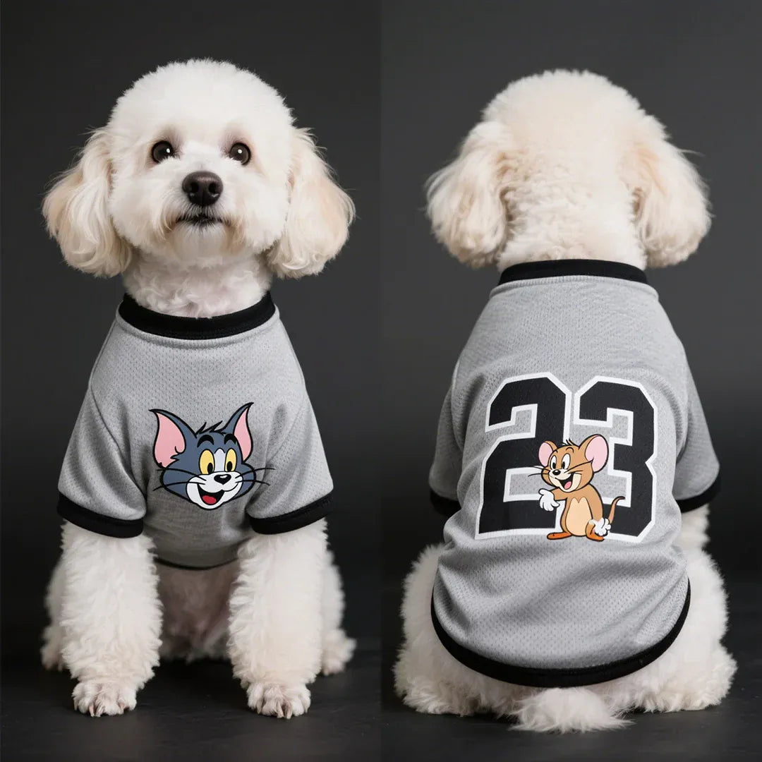 Tom Cat IP Licensed Pet Clothes – Breathable Soccer Jersey for Dogs | Cool & Comfortable Outfit for Small Dog Breeds