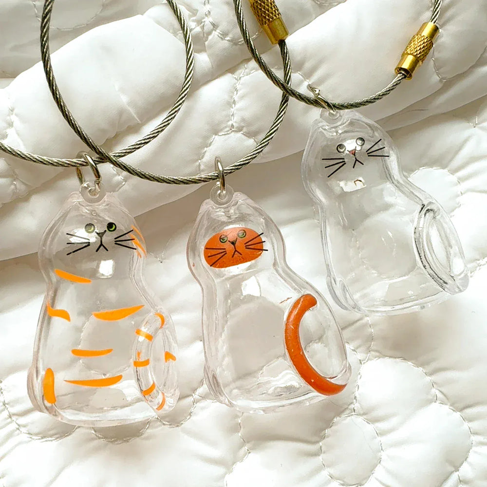 Transparent Cat Hair Storage Keychain - Pet Fur Keepsake Memorial Pendant