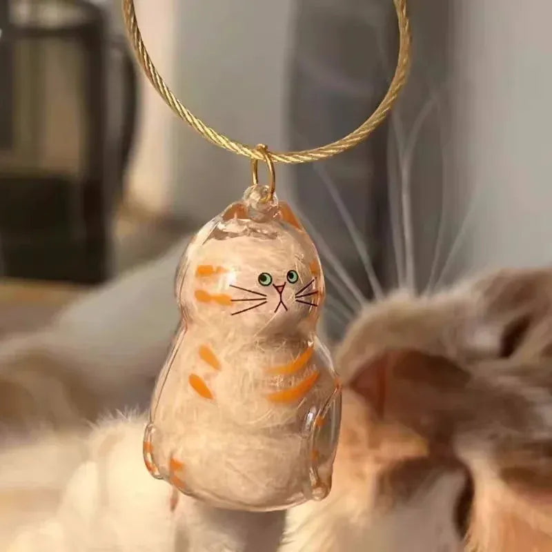 Transparent Cat Hair Storage Keychain - Pet Fur Keepsake Memorial Pendant