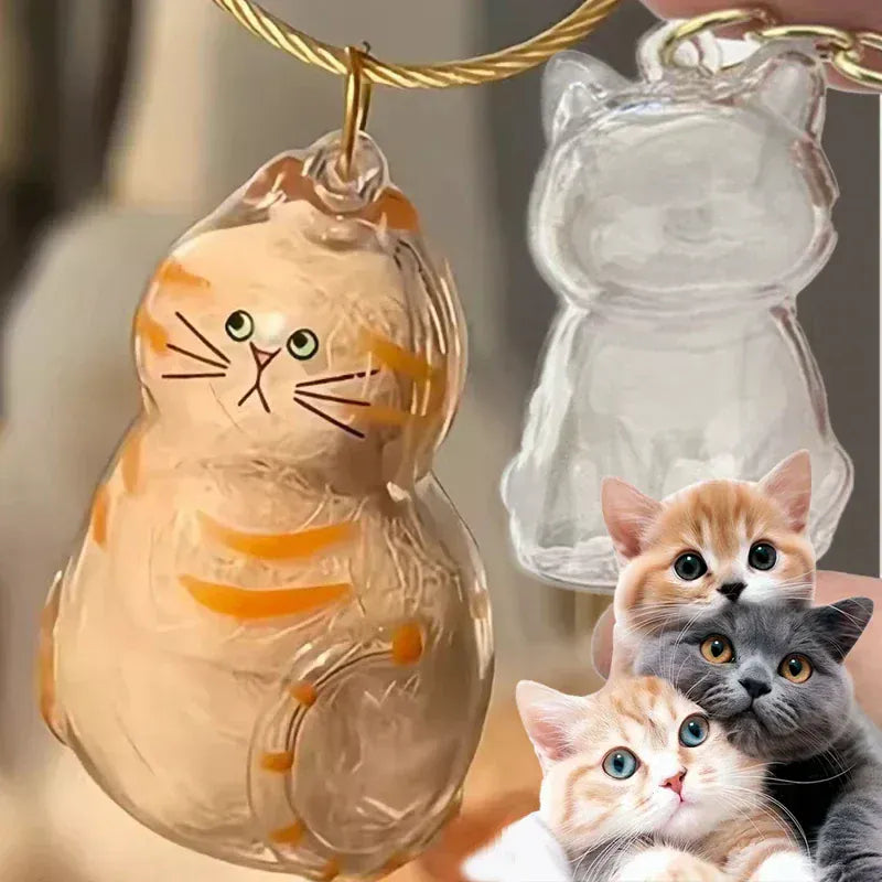 Transparent Cat Hair Storage Keychain - Pet Fur Keepsake Memorial Pendant