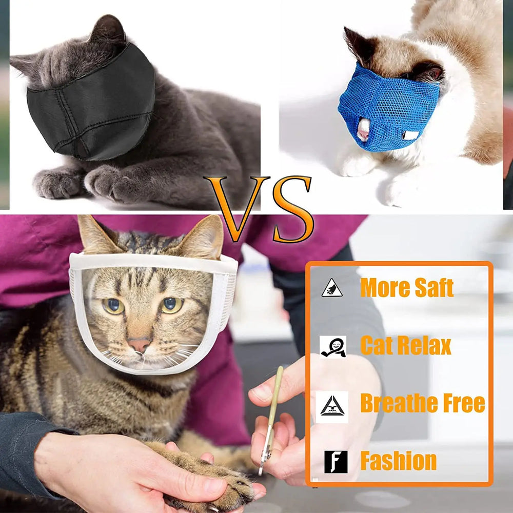 Transparent Cat Muzzle - Breathable Anti-Bite Mask for Safe Grooming & Handling
