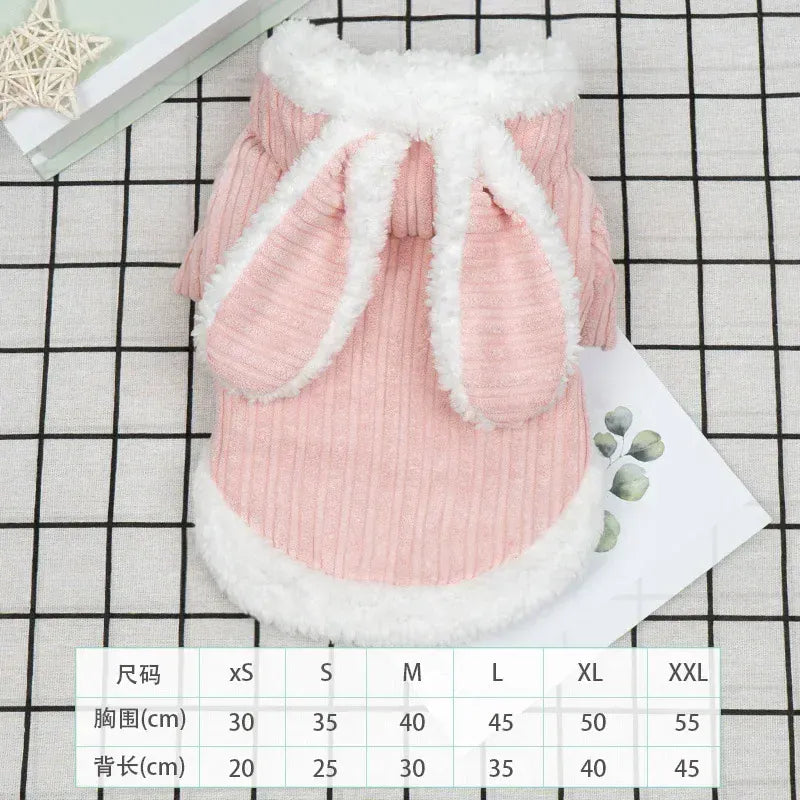 Warm Winter Bunny Cat Clothes | Cute Kitten Coat for Cats & Puppies | Soft Fleece Pet Outfit for Small Pets