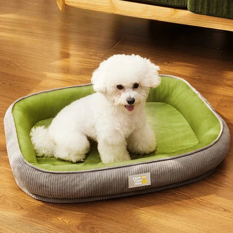 Cozy crate setup with fitted dog bed for better sleep