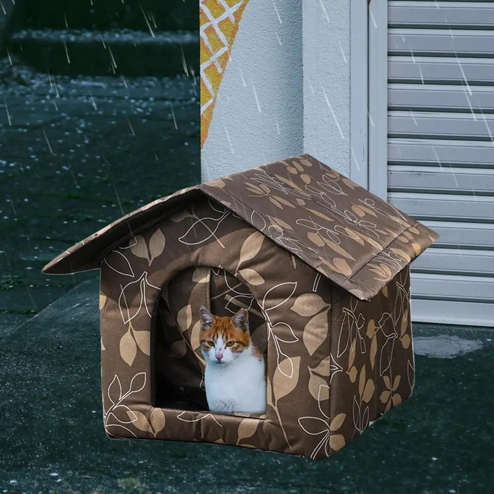 Durable waterproof cat house with foldable portable design