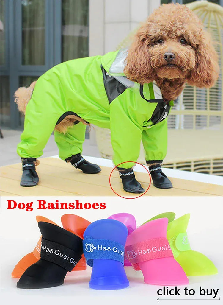 Waterproof Pet Dog Raincoat with Transparent Hood | Hooded Jumpsuit for Small & Medium Dogs & Cats | Water-Resistant Pet Jacket