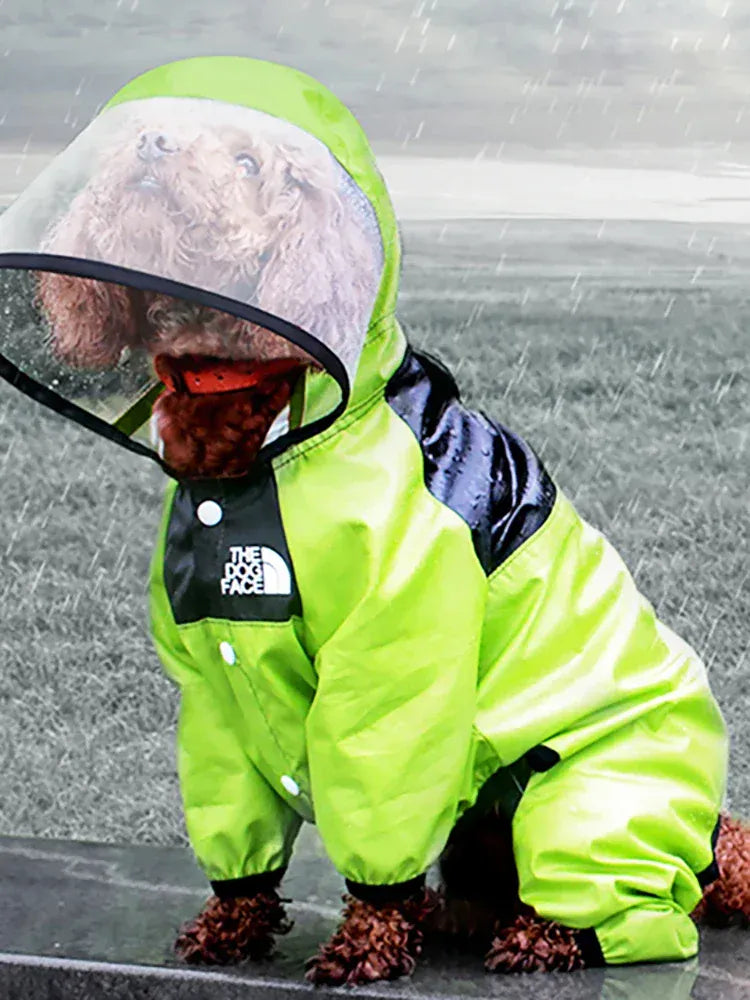 Waterproof Pet Dog Raincoat with Transparent Hood | Hooded Jumpsuit for Small & Medium Dogs & Cats | Water-Resistant Pet Jacket