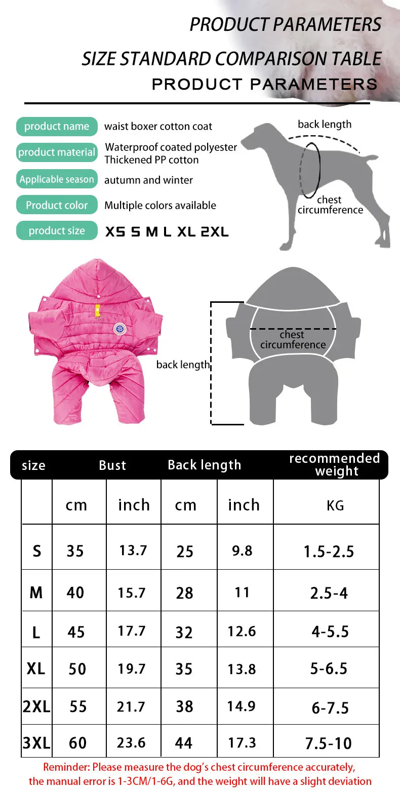 Waterproof Winter Dog Coat – Warm Fleece-Lined Jacket Vest for Small Dogs, French Bulldog, Chihuahua & Puppies
