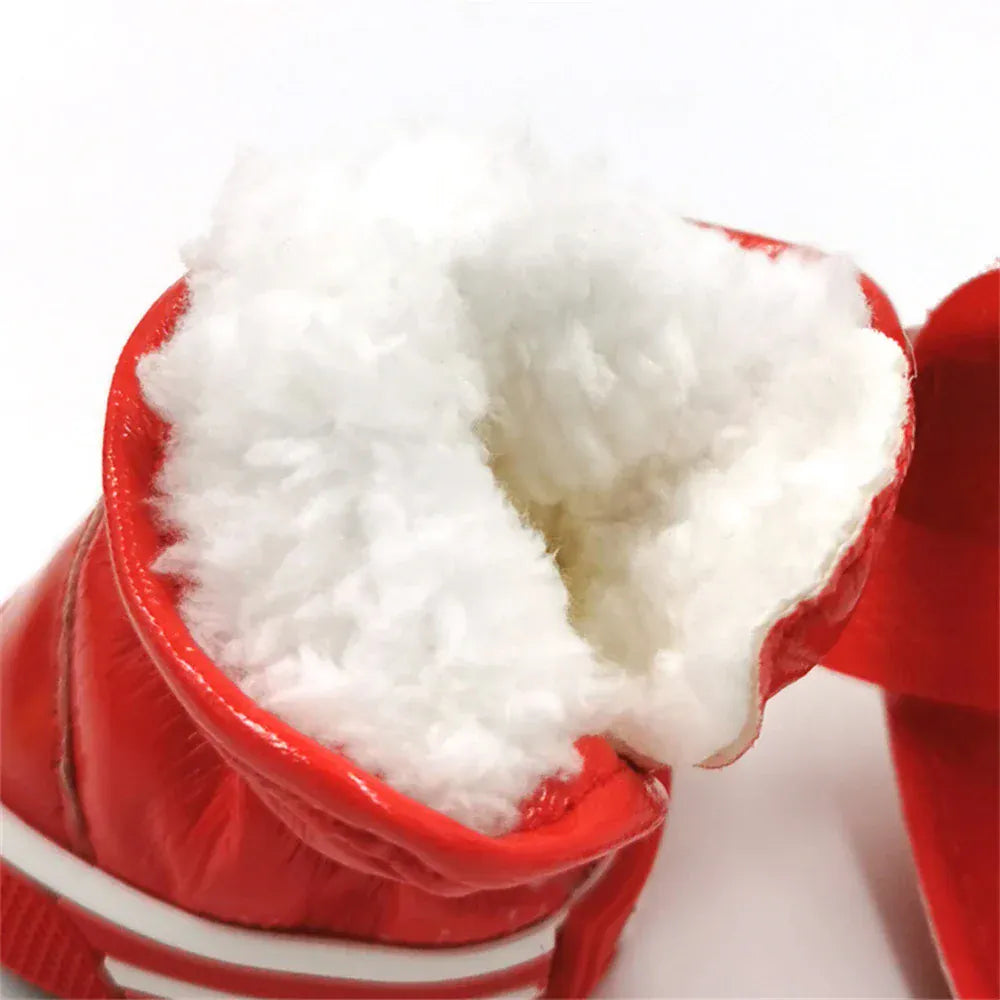 Winter Dog Boots 4-Pack - Waterproof Snow Shoes for Small Dogs & Cats