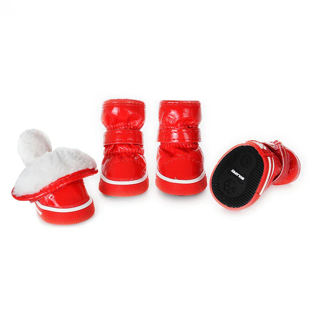 Winter Dog Boots 4-Pack - Waterproof Snow Shoes for Small Dogs & Cats