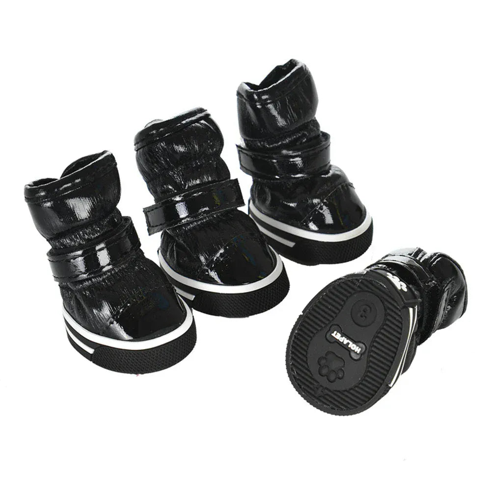 Winter Dog Boots 4-Pack - Waterproof Snow Shoes for Small Dogs & Cats